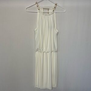 Laundry By Shelli Segal Jersey Blouson Halter Mini Dress White Gold Size 6